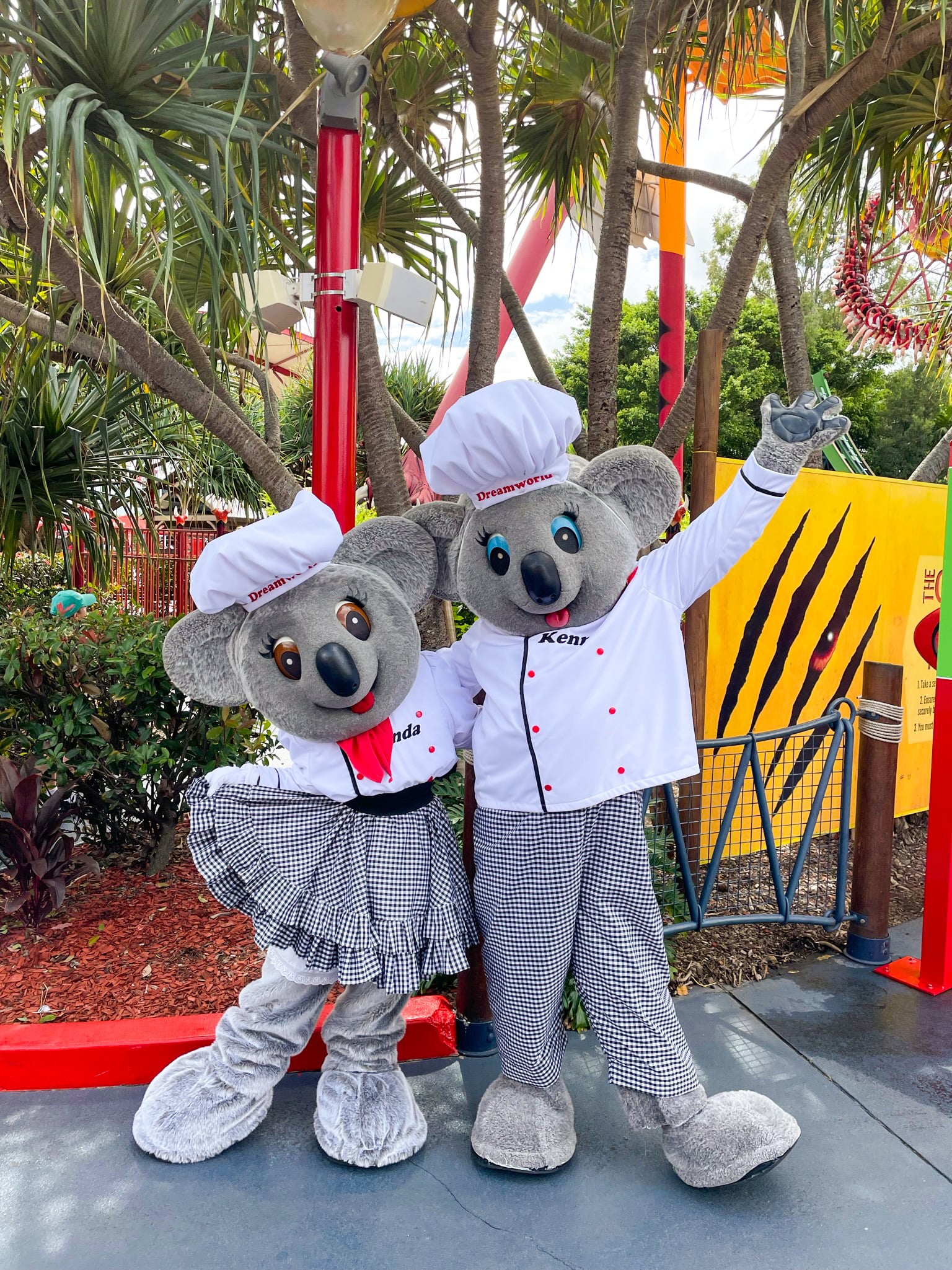 Kenny and Belinda in chef outfits at Dreamworld